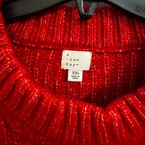 A New Day Plus Cable Knit Red Crew Neck Balloon Sleeve Sweater XXL - Picture 3 of 8